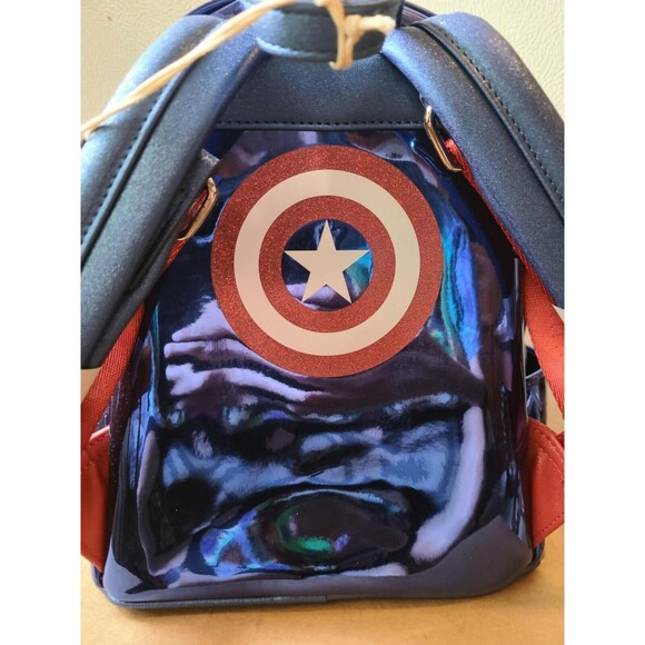 Loungefly Marvel Metallic Captain America Cosplay Mini Backpack - Picture 2 of 2